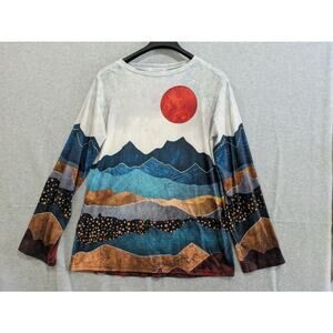 Misslook Sweatshirts Womens L Landscape 3D Print Lightweight Pullover Multicolor